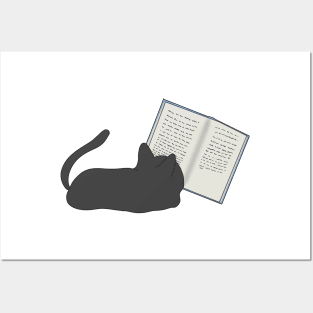 Cat reading Posters and Art